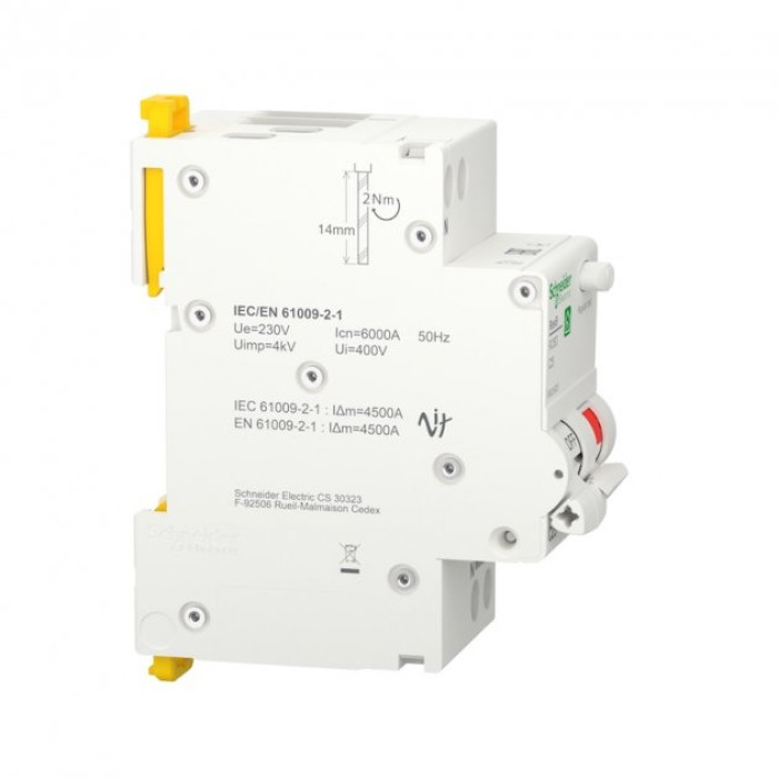 Дифференциальный автомат Schneider RESI9 6kA 1P+N 25A C 30mA АC R9D25625