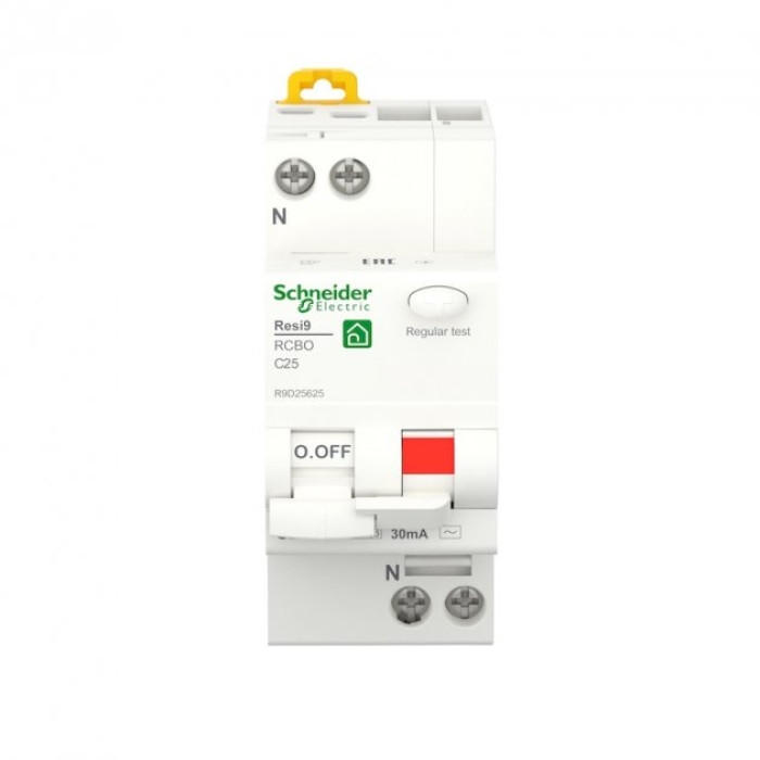 Дифференциальный автомат Schneider RESI9 6kA 1P+N 25A C 30mA АC R9D25625
