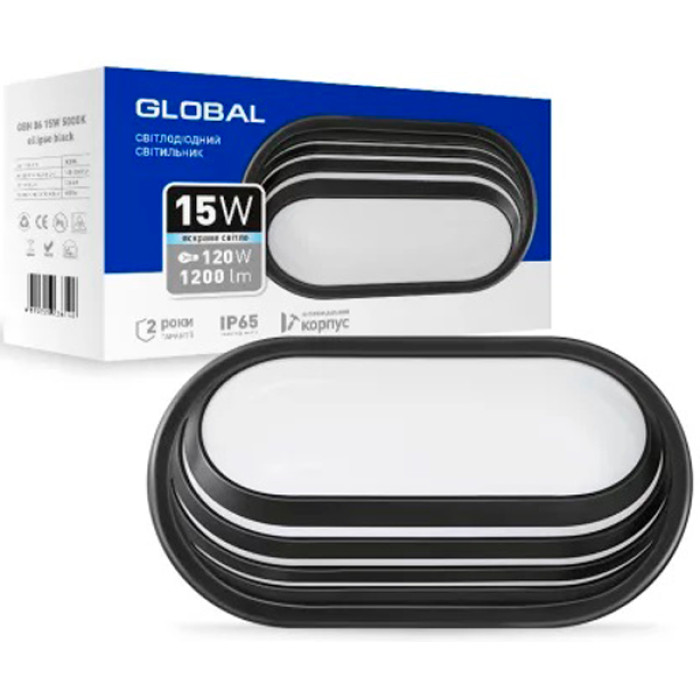 Антивандальний LED-світильник GLOBAL 1-GBH-06-1550-E 15W 5000K