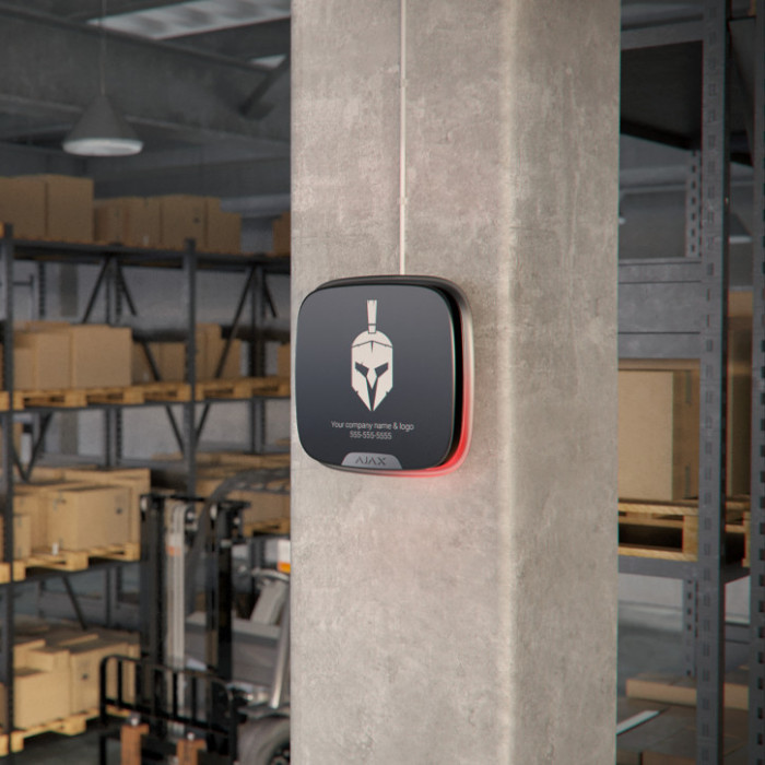 Дротова сирена з кріпленням для брендованої лицьової панелі Ajax StreetSiren DoubleDeck Fibra Black