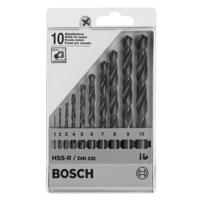 Набір свердел по мет. Bosch HSS-R 10шт.(1-10мм)