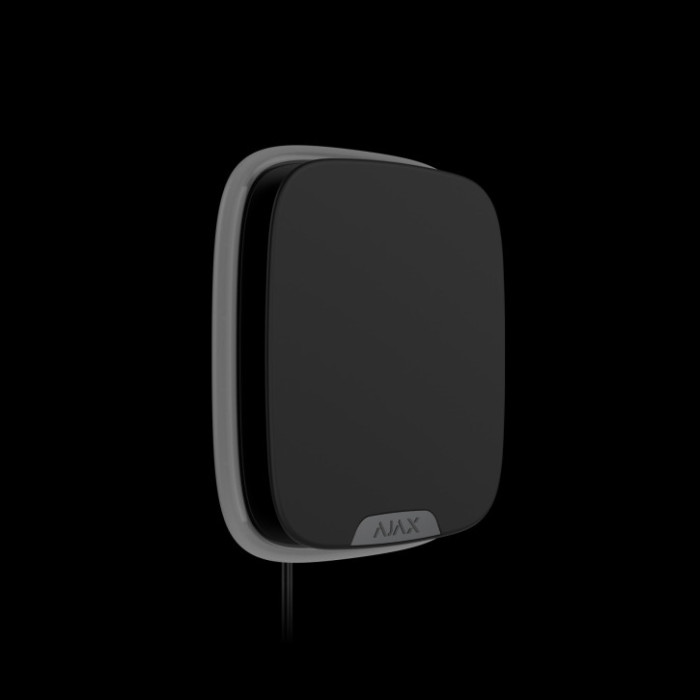 Дротова сирена з кріпленням для брендованої лицьової панелі Ajax StreetSiren DoubleDeck Fibra Black