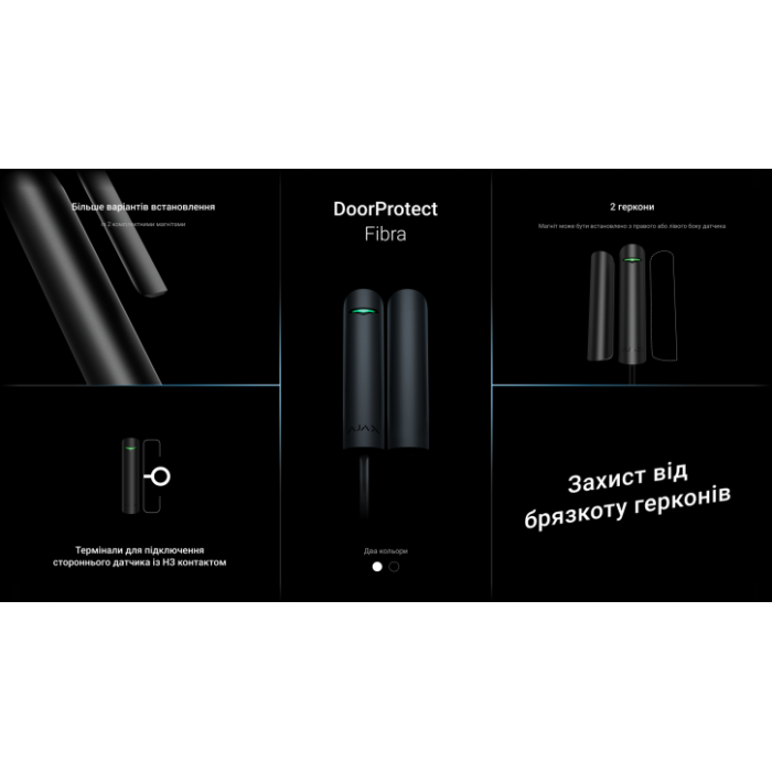 Проводной датчик открытия двери/окна Ajax DoorProtect Fibra Black