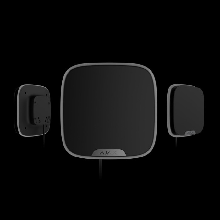 Дротова сирена з кріпленням для брендованої лицьової панелі Ajax StreetSiren DoubleDeck Fibra Black