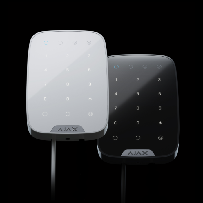 Проводная сенсорная клавиатура Ajax KeyPad Fibra White