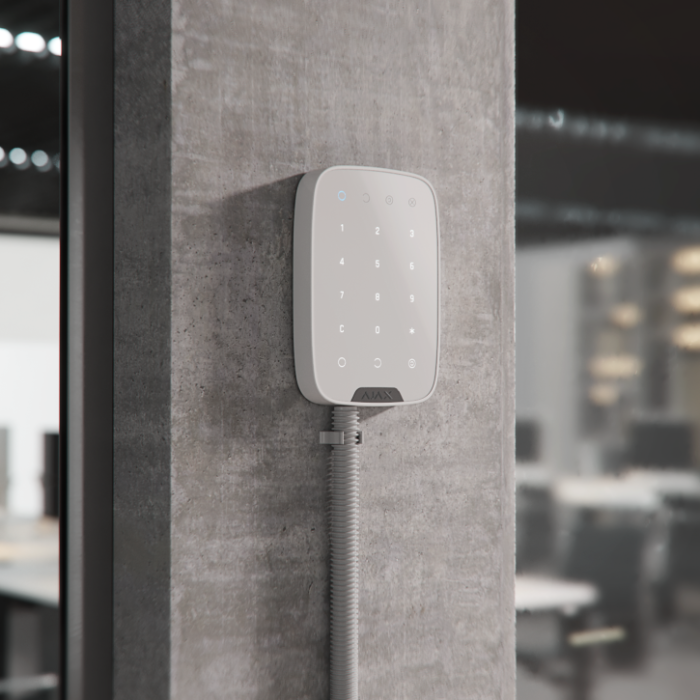 Проводная сенсорная клавиатура Ajax KeyPad Fibra White