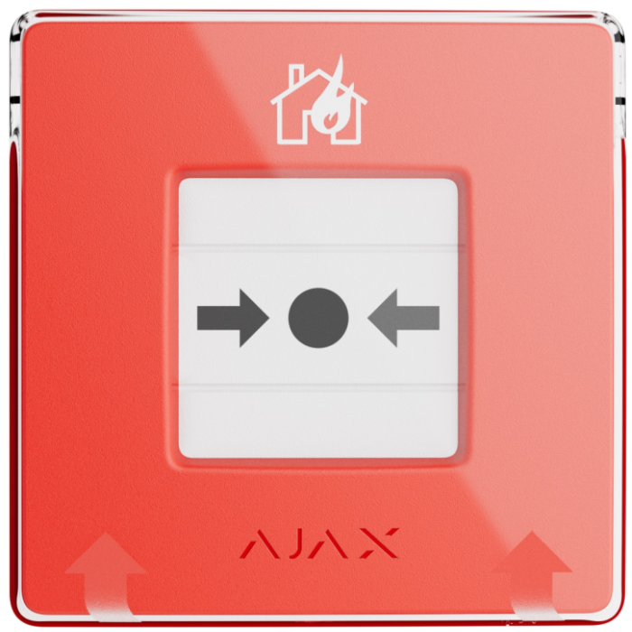 Беспроводная настенная кнопка для активации пожарной тревоги вручную Ajax ManualCallPoint (Red)Jeweller (для жилых объектов)