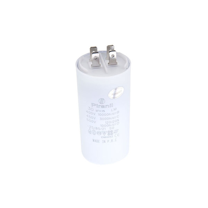 Конденсатор рабочий CBB60 30 мкФ 450V, с клеммами (45.5×95 мм) (Piranil)
