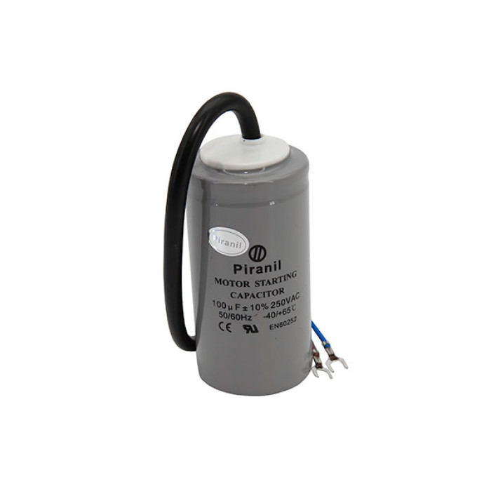 Конденсатор пусковой CD60 100 мкФ 250V, с проводами (Piranil)