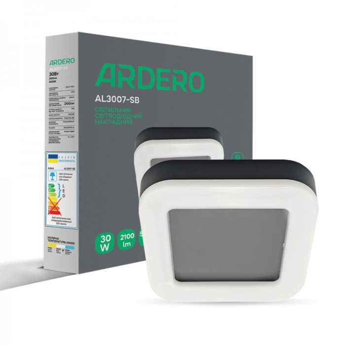 Накладной светодиодный светильник Ardero AL3007-SB 30Вт 5000К IP65 черный Накладной светодиодный светильник Ardero AL3007-SB 30Вт 5000К IP65 черный