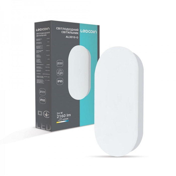 Светильник светодиодный AL3010-O 24 Вт IP65 овал 6500К Ledcoin