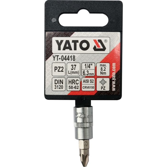 YT-04418 Головка торцевая YATO 1/4", PZ2, l=37мм