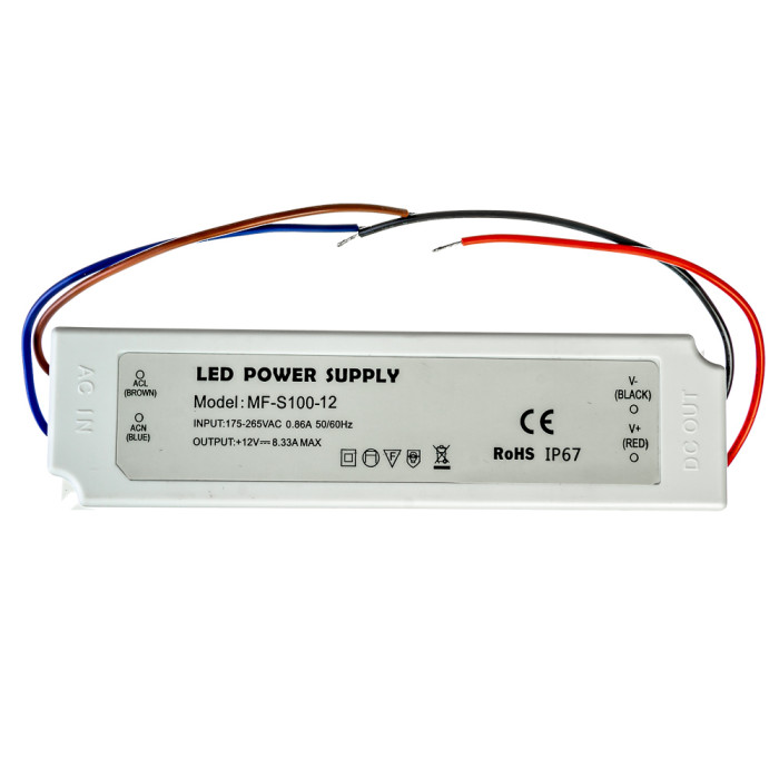 Блок живлення 12V -  8.33А - 100W SLIM PLASTIC IP67