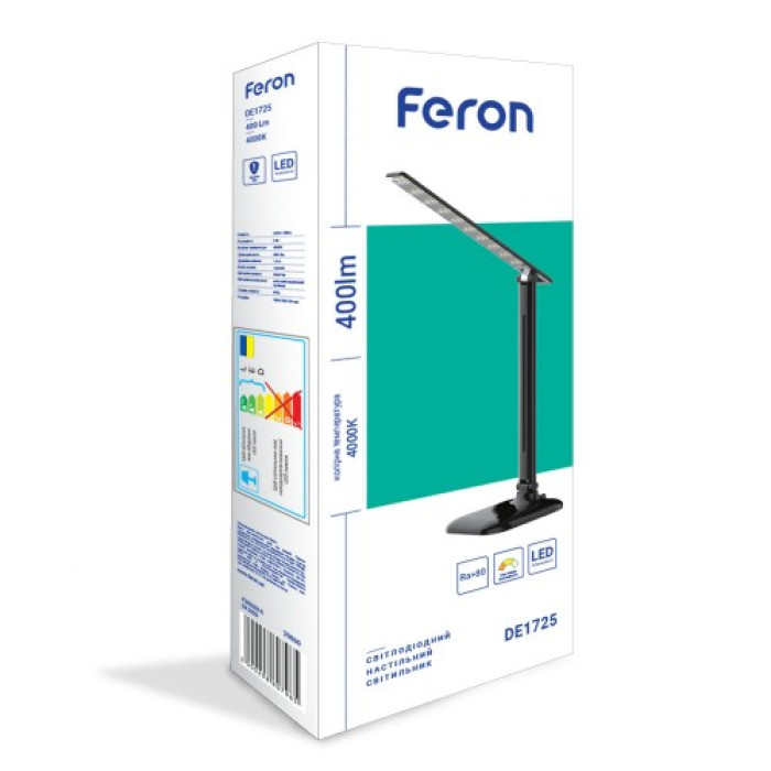 Настольный светодиодный светильник Feron DE1725 9 W 4000K черный