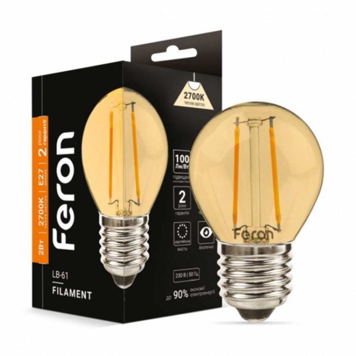 Светодиодная лампа Feron Filament LB-61 2Вт E27 2700K