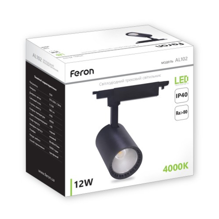 Трековий світильник Feron AL102 12W 2700К чорний