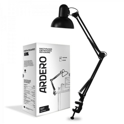 Настільний світильник Ardero DE1430ARD на струбціні під лампу Е27 чорний