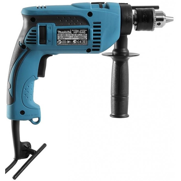 Makita Дрель ударная HP1640, 680Вт, патрон 1,5-13мм, 13/16/30мм, 1,9 кг