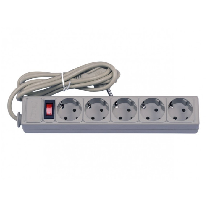 Сетевой фильтр Luxel 3 м 5 розеток, серый (4403)