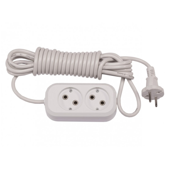Удлинитель Luxel Выключатель 2 м, 2 розетки, белый (7102)