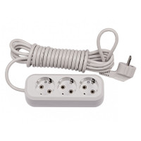 Удлинитель с заземлением Luxel Выключатель 2 м, 3 розетки, белый (7102)