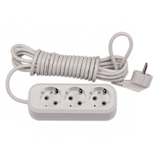 Удлинитель с заземлением Luxel Выключатель 2 м, 3 розетки, белый (7102)