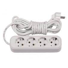 Удлинитель с заземлением Luxel Выключатель 5 м, 4 розетки, белый (7102)