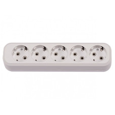 Колодка Luxel с заземлением 5 гнезд, белая (7171)