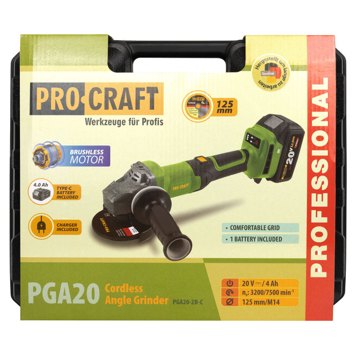 Аккумуляторная болгарка Procraft PGA20 (1 акб Type-C)