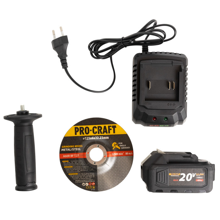 Аккумуляторная болгарка Procraft PGA20 (1 акб Type-C)