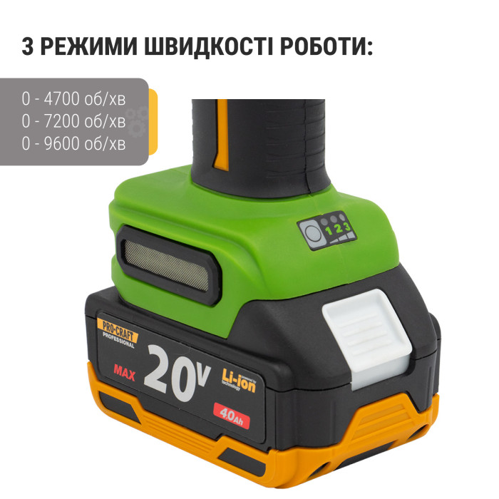 Аккумуляторная болгарка Procraft PWA220 (1 акб 4 Ач)