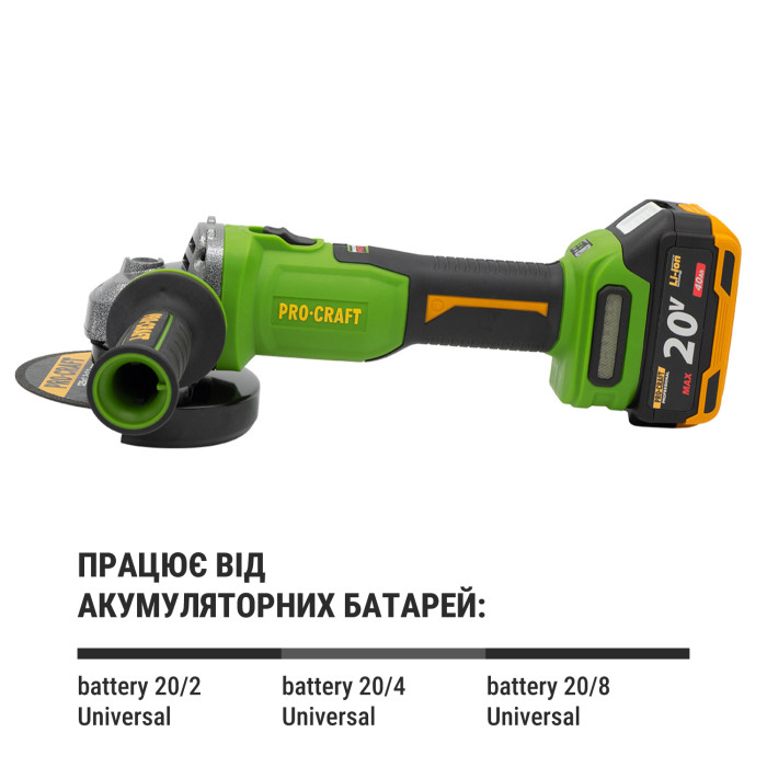 Аккумуляторная болгарка Procraft PWA220 (1 акб 4 Ач)