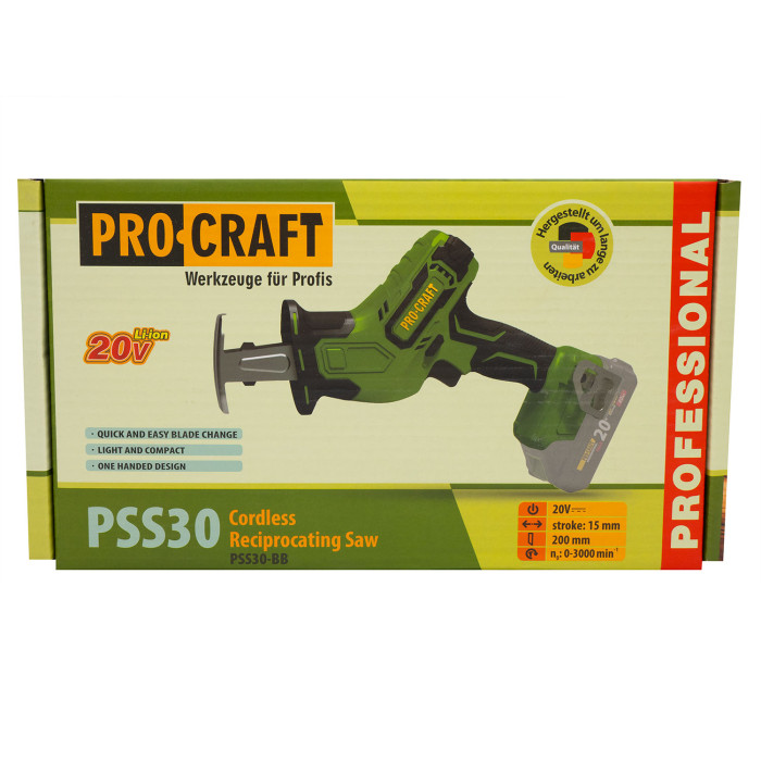 Акумуляторна шабельна пила Procraft PSS30 (без акб та зп)