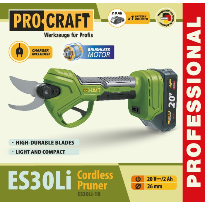 Акумуляторний секатор Procraft ES30Li (з 1 акб)