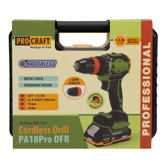 Шуруповерт Procraft PA18Pro DFR (з 1 АКБ 1.5Аг)