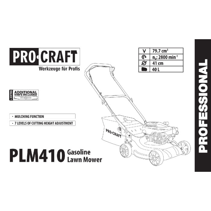 Газонокосарка бензинова Procraft PLM410