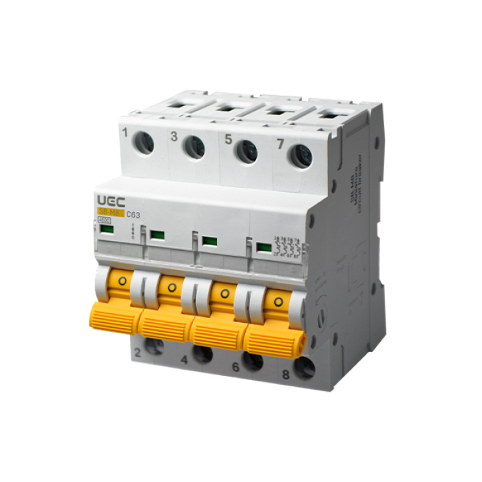 Модульний автоматичний вимикач SB-M8 4P 63A характеристика C 4,5кА UEC
