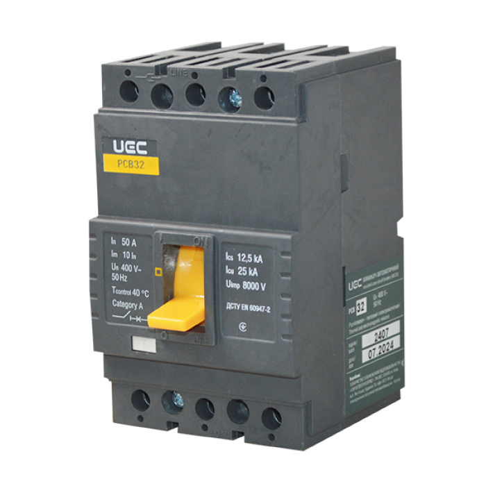 Автоматичний вимикач PCB32 3P 50A 25кА UEC