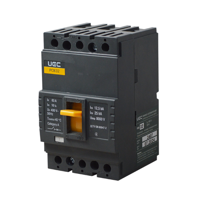 Автоматичний вимикач PCB32 3P 63A 25кА UEC