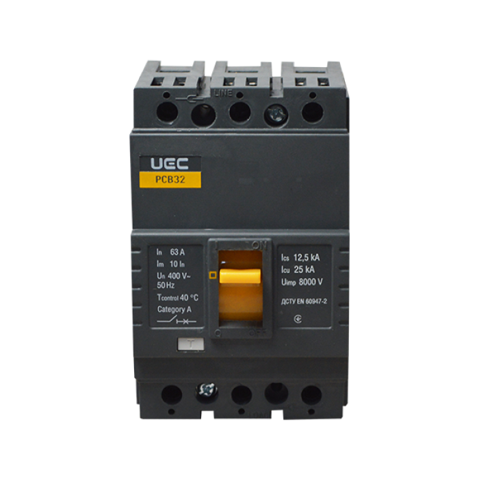 Автоматичний вимикач PCB32 3P 63A 25кА UEC