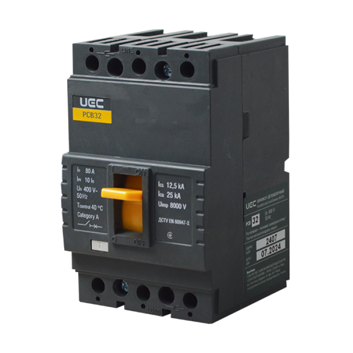 Автоматичний вимикач PCB32 3P 80A 25кА UEC