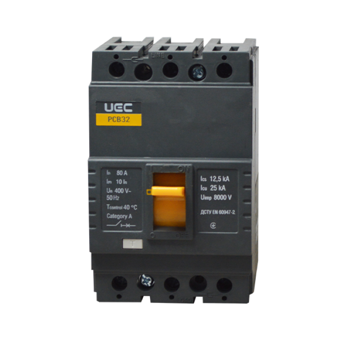 Автоматичний вимикач PCB32 3P 80A 25кА UEC
