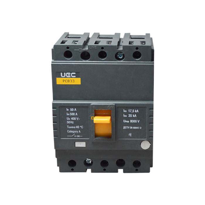 Автоматичний вимикач PCB33 3P 50A 35кА UEC