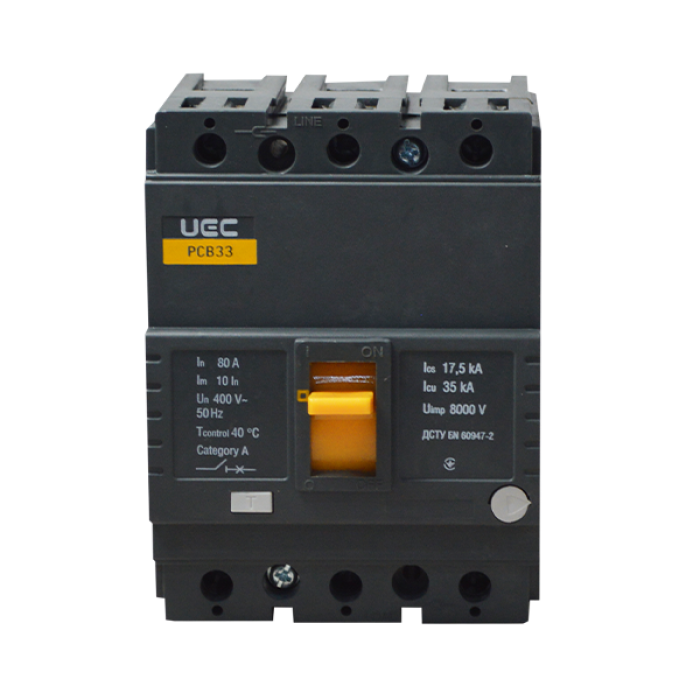 Автоматичний вимикач PCB33 3P 80A 35кА UEC