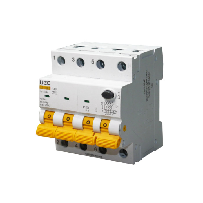 Автомат дифференциальной защиты SB-R9NE 4P C 40A 30мА тип AC 6кА UEC