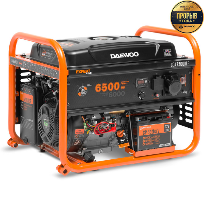 Генератор бензиновый/газ Daewoo Power GDA7500DFE 6,5кВт 220В