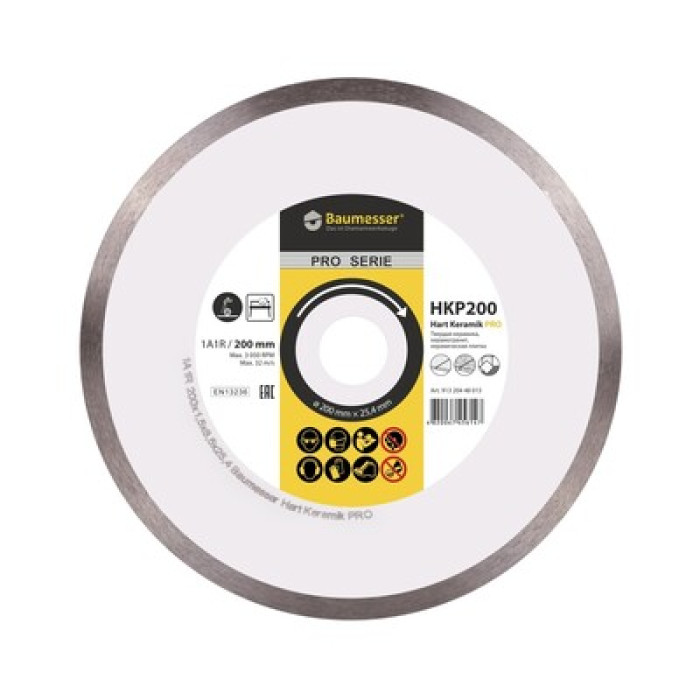 Круг алмазный отрезной 1A1R 200x1.5x8.5x25.4 Baumesser Hart Keramik PRO 91320448015