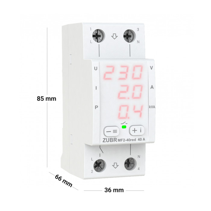 Мультифункціональне реле напругиZUBR MF2-40 red