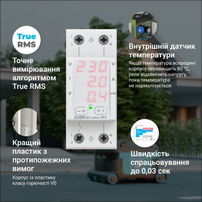 Мультифункціональне реле напругиZUBR MF2-40 red