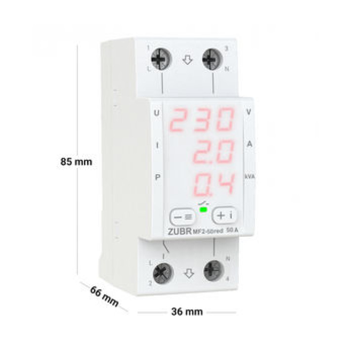 Мультифункціональне реле напруги ZUBR MF2-50 red